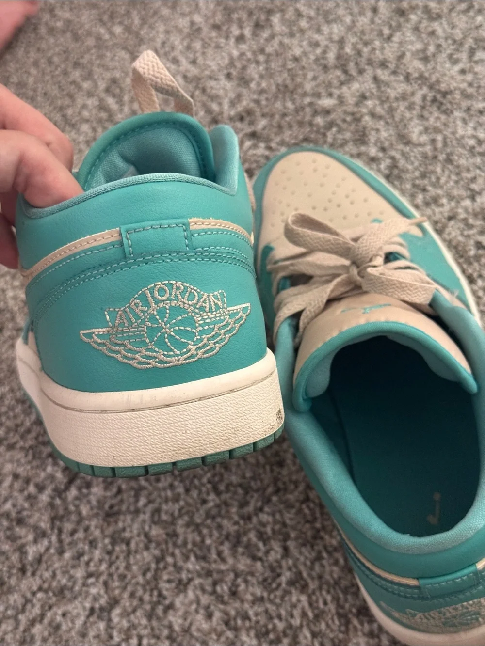 Nike Low Top Jordans in Teal & Beige